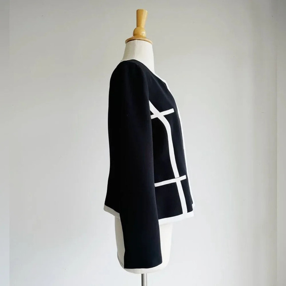 KASPER | Black and White Contrast Trim Blazer | 2P - Picture 3 of 5